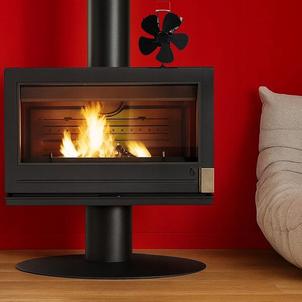 Alu. 5 kraki ventilator za kamin 22cm črn