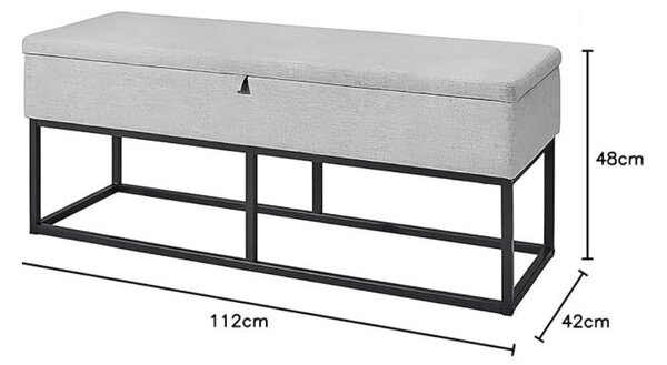 Klop z odlagalnim prostorom TAURO 112x48 cm, siva