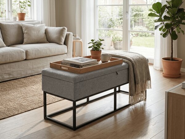 Klop z odlagalnim prostorom TAURO 112x48 cm, siva