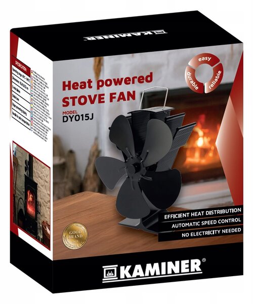 Alu. 5 kraki ventilator za kamin 22cm črn