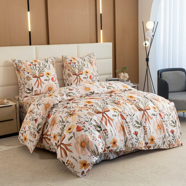 Posteljnina iz mikrovlaken FLORAL RIBBON kremna Dimenzije posteljnine: 70 x 90 cm | 140 x 220 cm