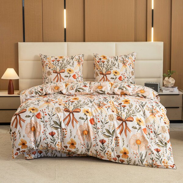 Posteljnina iz mikrovlaken FLORAL RIBBON kremna Dimenzije posteljnine: 70 x 90 cm | 140 x 220 cm