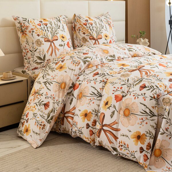 Posteljnina iz mikrovlaken FLORAL RIBBON kremna Dimenzije posteljnine: 70 x 90 cm | 140 x 220 cm