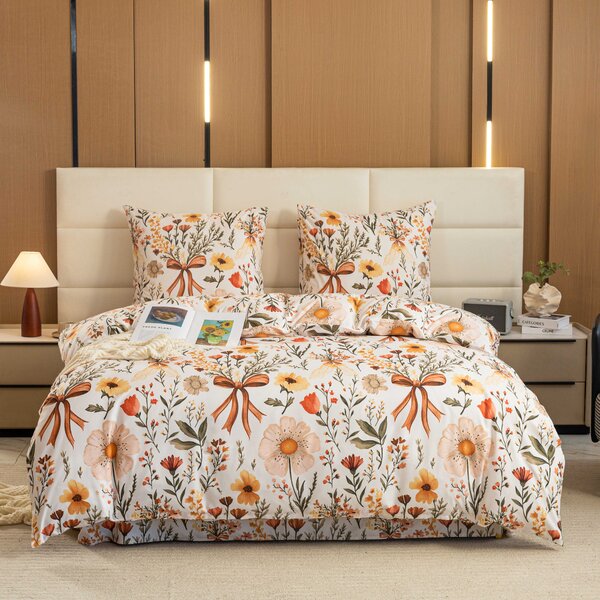 Posteljnina iz mikrovlaken FLORAL RIBBON kremna Dimenzije posteljnine: 70 x 90 cm | 140 x 220 cm