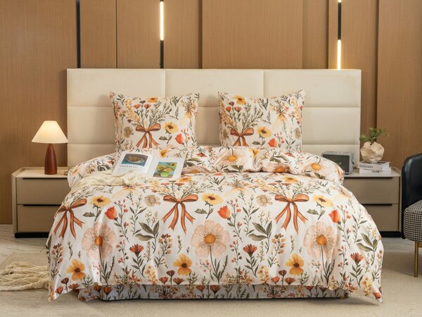 Posteljnina iz mikrovlaken FLORAL RIBBON kremna Dimenzije posteljnine: 70 x 90 cm | 140 x 220 cm