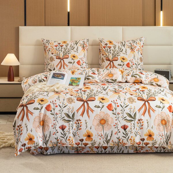 Posteljnina iz mikrovlaken FLORAL RIBBON kremna Dimenzije posteljnine: 70 x 90 cm | 140 x 220 cm