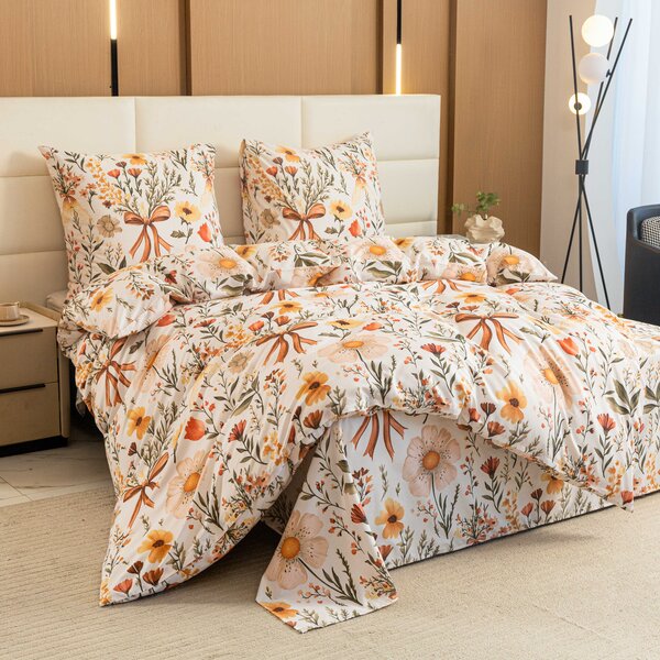 Posteljnina iz mikrovlaken FLORAL RIBBON kremna Dimenzije posteljnine: 70 x 90 cm | 140 x 220 cm