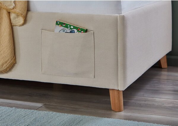 Bež oblazinjena otroška postelja s prostorom za shranjevanje z letvenim dnom 90x200 cm Cool – Meise Möbel