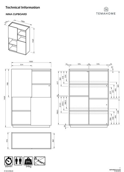 Črn/rjav regal v orehovem dekorju 180x83 cm Nina – TemaHome