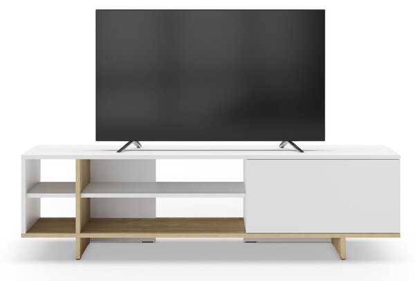 Bela TV omarica v hrastovem dekorju 160x44 cm Cequoia – Marckeric