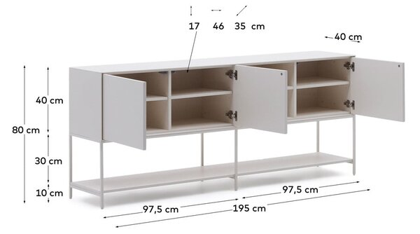 Bela nizka komoda 195x80 cm Vedrana – Kave Home