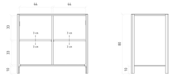 Omarica iz masivnega hrasta 95x80 cm Twig – The Beds