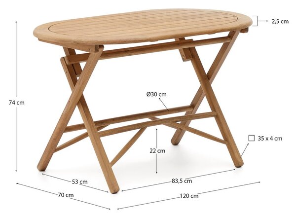 Vrtna jedilna miza iz masivne akacije 70x120 cm Dandara - Kave Home