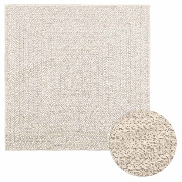 VidaXL Rug "ZIZUR" Cream 120x120 cm Juta videz Notranje in zunanje