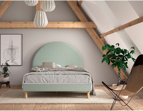 Zelena oblazinjena postelja z letvenim dnom 140x200 cm MOON – Vipack
