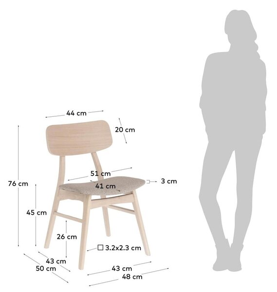 Bež/naravni jedilni stoli v hrastovem dekorju v kompletu 2 ks Selia – Kave Home