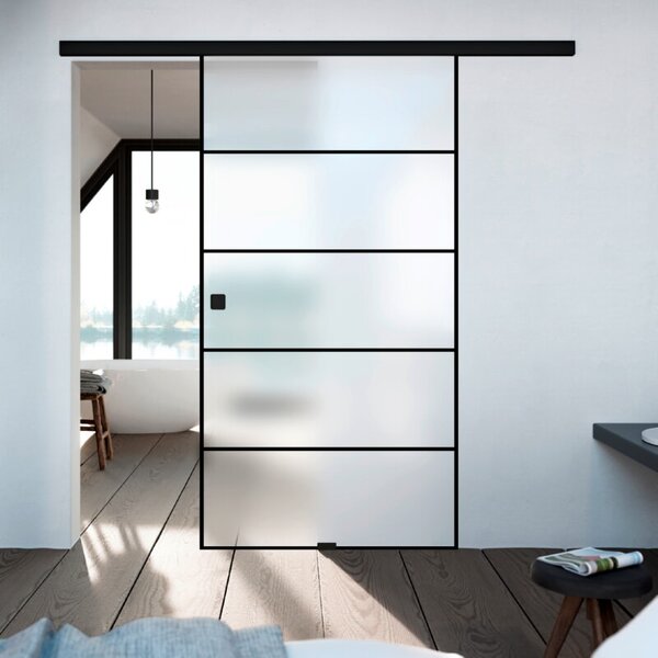 Steklena drsna vrata Diamond Doors Black Lines (935 x 2.058 mm, varnostno kaljeno steklo)