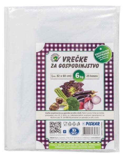 Vrečke za gospodinjstvo Piskar 6 kg (25 kos)