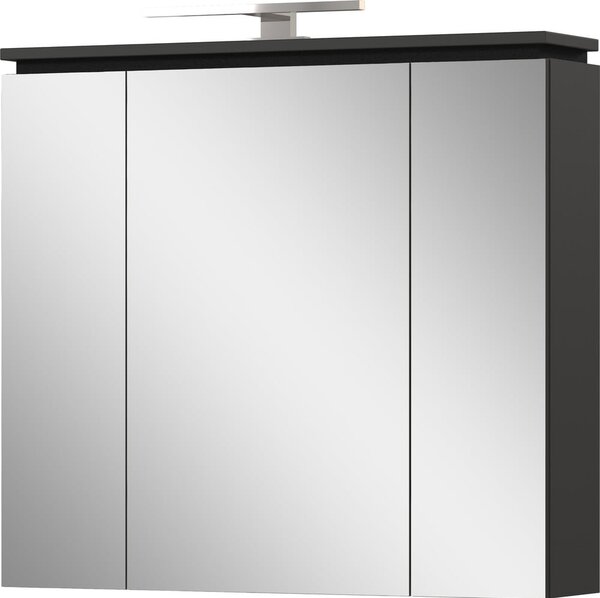 Antracitno siva kopalniška omarica z ogledalom in lučjo 76x74 cm Modesto – Germania