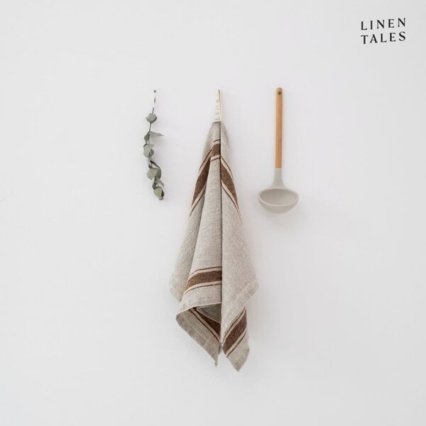 Lanena kuhinjska krpa 40x65 cm Mocca Stripe Vintage – Linen Tales