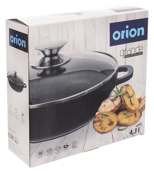 Posoda z neprijemljivo prevleko s stekleno pokrovko Pfluon Granit Orion Grande, ⌀ 28 cm