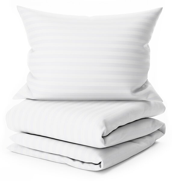 Hotelska posteljnina iz mikrovlaken JASMINE bela - črta 2 cm, hotelski žep Dimenzije posteljnine: 70 x 90 cm | 140 x 220 cm