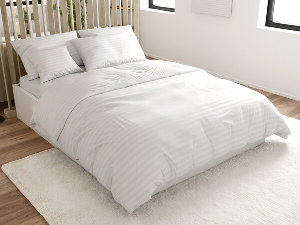 Hotelska posteljnina iz mikrovlaken JASMINE bela - črta 2 cm, hotelski žep Dimenzije posteljnine: 70 x 90 cm | 140 x 220 cm
