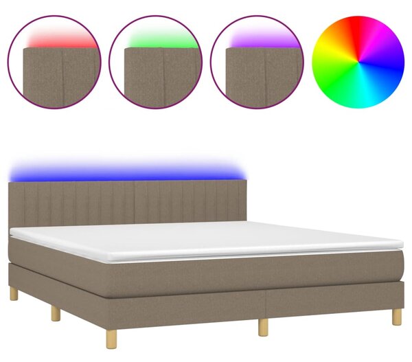 VidaXL Box spring postelja z vzmetnico LED taupe 160x200 cm blago