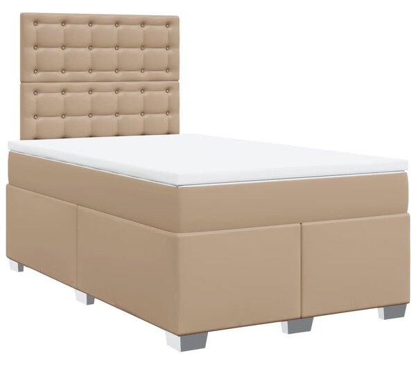 VidaXL Box spring postelja z vzmetnico kapučino 120x190cm umetno usnje