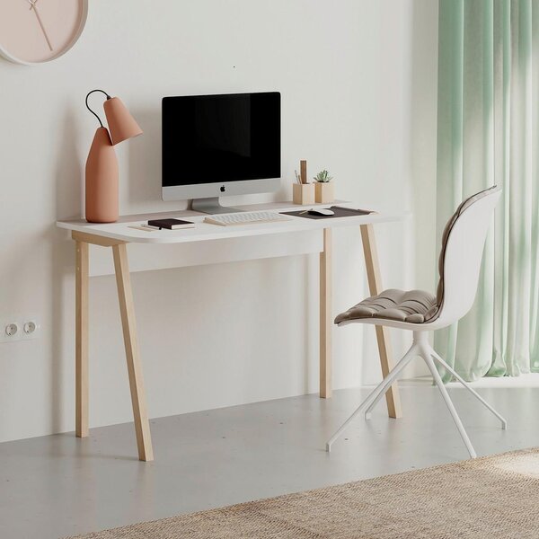 Livetastic Računalniška Miza Luton, Bela, Mocha Rjava, 120x60cm