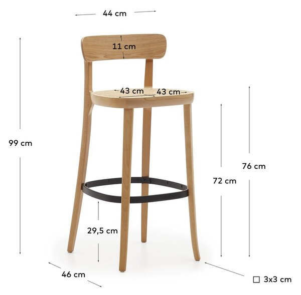 Barski stol v jesenovem dekorju 99 cm Romane - Kave Home