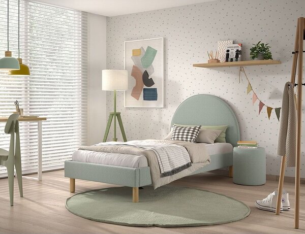 Zelena oblazinjena postelja z letvenim dnom 90x200 cm MOON – Vipack