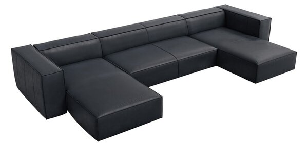 Temno modra usnjena kotna sedežna garnitura (v obliki črke "U") Madame – Windsor & Co Sofas