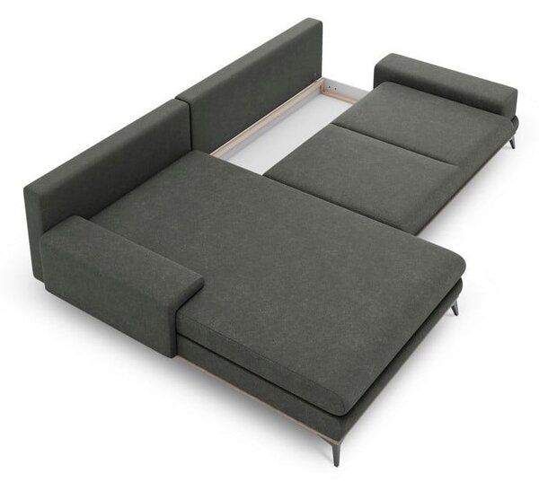 Temno siva raztegljiva sedežna garnitura Windsor & Co Sofas Planet, levi kot