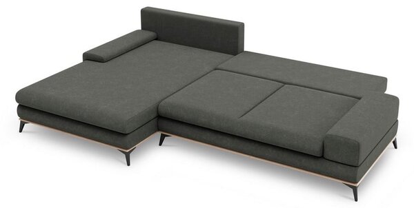 Temno siva raztegljiva sedežna garnitura Windsor & Co Sofas Planet, levi kot