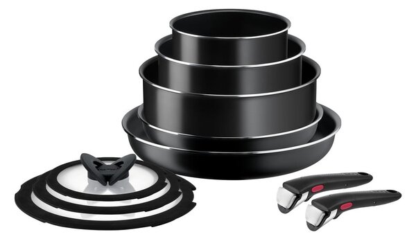 Aluminijast komplet loncev 10 ks Ingenio Easy Cook & Clean Black – Tefal