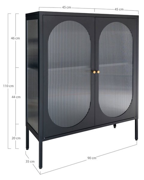 Črna kovinska vitrina 90x110 cm Adelaide – House Nordic