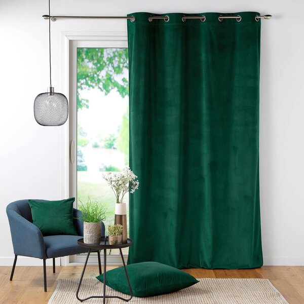 Zelena zavesa iz rebrastega žameta 140x260 cm Casual – douceur d'intérieur