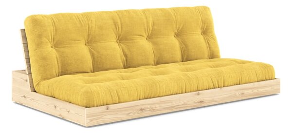 Rumena raztegljiva sedežna garnitura iz rebrastega žameta 196 cm Base – Karup Design