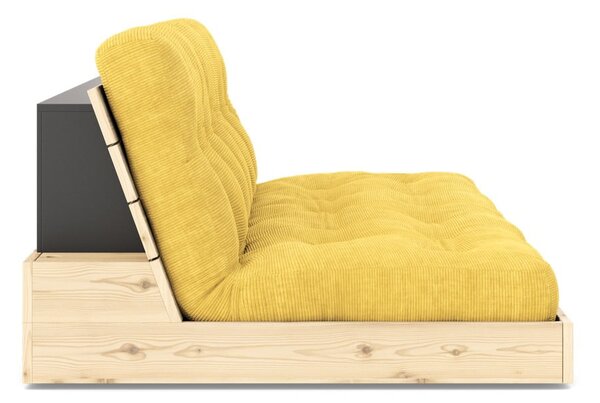 Rumena raztegljiva sedežna garnitura iz rebrastega žameta 196 cm Base – Karup Design