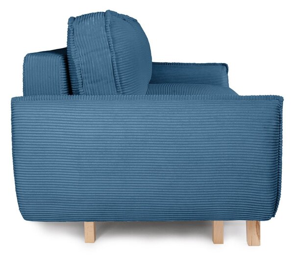 Modra raztegljiva sedežna garnitura iz rebrastega žameta 218 cm Tori – Bonami Selection