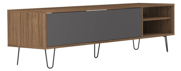 Antracitno siva/rjava TV omarica v orehovem dekorju 165x44 cm Aero – TemaHome