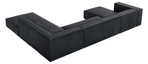 Temno modra usnjena kotna sedežna garnitura (desni kot) Madame – Windsor & Co Sofas