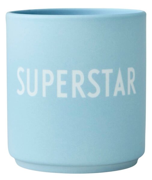 Modra porcelanasta skodelica Design Letters Superstar, 300 ml