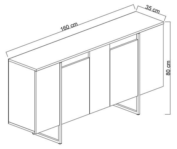 Antracitno siva nizka komoda 160x35 cm Luxe – Kalune Design