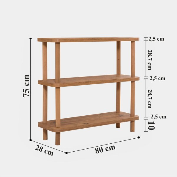 Knjižna polica v borovem dekorju 80x75 cm Step - Kalune Design