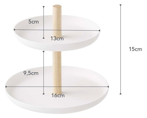 Belo stojalo z 2 posodama za shranjevanje in detajli iz bukovega lesa YAMAZAKI Tosca