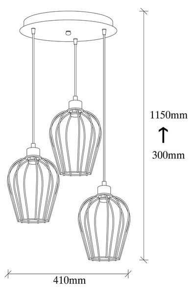 Trojna črna viseča svetilka Opviq lights Tel