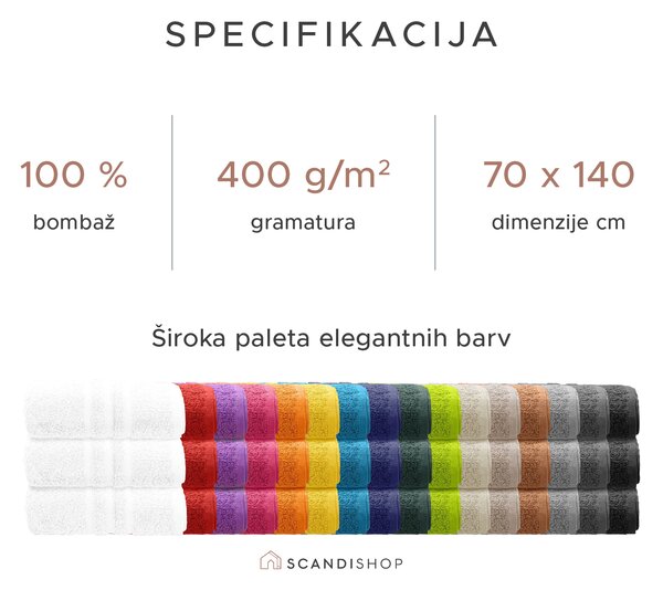 Brisača Classic 70 x 140 cm rumena, 100% bombaž
