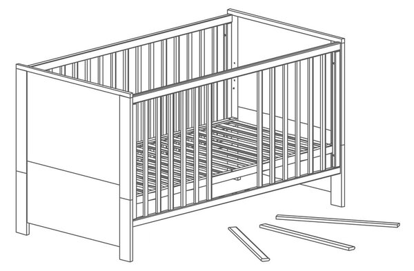 Otroška posteljica v beli in naravni barvi 70x140 cm Olaf – Roba